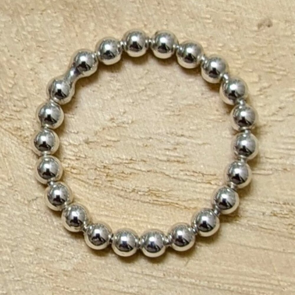 🆕.925 STERLING SILVER MOVABLE ROLLING BEAD STACKING RING - WOMAN